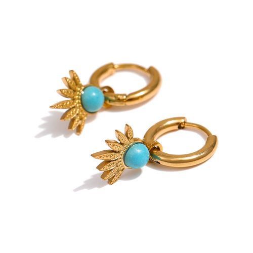 Boucles D'oreilles En Pierre Naturelle Française, En Acier Inoxydable, En Métal Doré 18 K, Accessoires, Cadeau