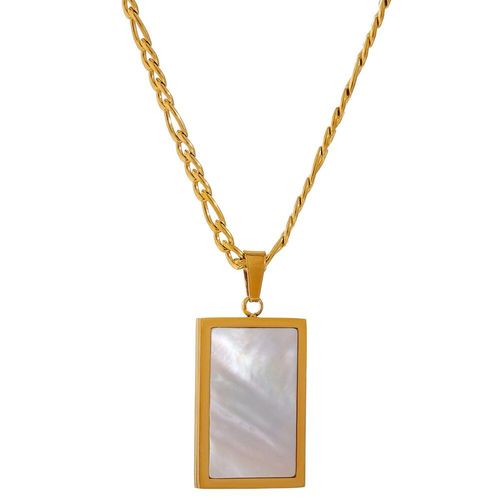 Collier Avec Pendentif Coquille Carrée En Acier Inoxydable, Collier En Métal Doré Pour Femmes, Cadeau