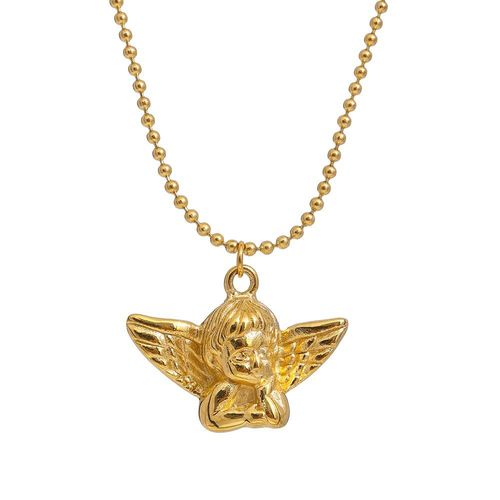 Collier Avec Pendentif Ange En Acier Inoxydable Pour Femmes, Chaîne, Étanche, Bijoux Tendance, Collier En Métal Or 18 K, Cadeau