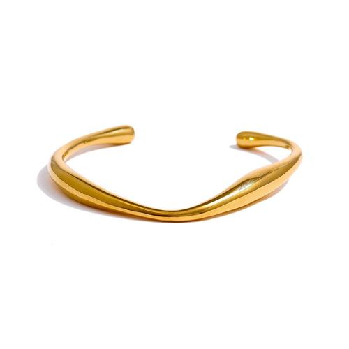 Bracelet De Poignet Ouvert En Acier Inoxydable 316, Couleur Or, Texture Minimaliste, Déclaration De Marque, Bracelet Pour Femmes