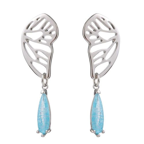 Boucles D'oreilles En Métal Bleu, Zircone Cubique, Goutte D'eau, Métal Géométrique, Cuivre, Accessoires, Bijoux Cadeau Pour Femme