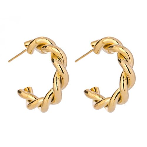 Boucles D'oreilles En Métal Torsadé Simple, Bijou En Cuivre Plaqué Or, Accessoires, Collection 2021