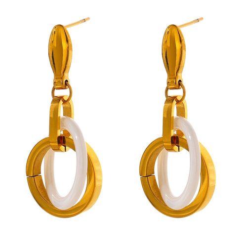 Boucles D'oreilles Rondes En Céramique, En Acier Inoxydable De Haute Qualité, 18 K, Cadeau Idéal