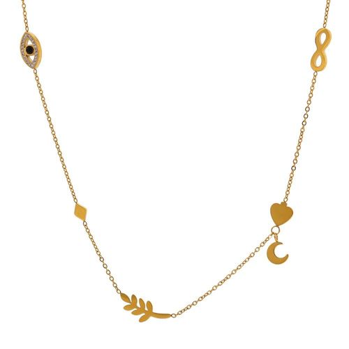 Collier En Acier Inoxydable, Nouveau Design, Couleur Or Porte-Bonheur, Métal, 18 K, Pendentif Yeux, Amour, Ras Du Cou, Cadeau Pour Filles