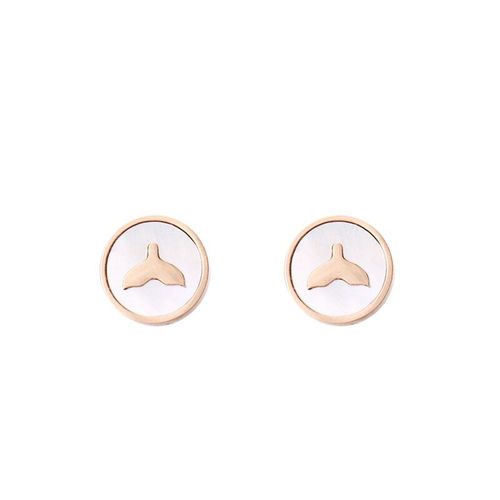 Petites Boucles D'oreilles Géométriques Rondes En Forme De Queue De Poisson, En Acier Inoxydable, Or Rose, Pour Femmes, Bijoux De Fête Et De Bureau, 316l