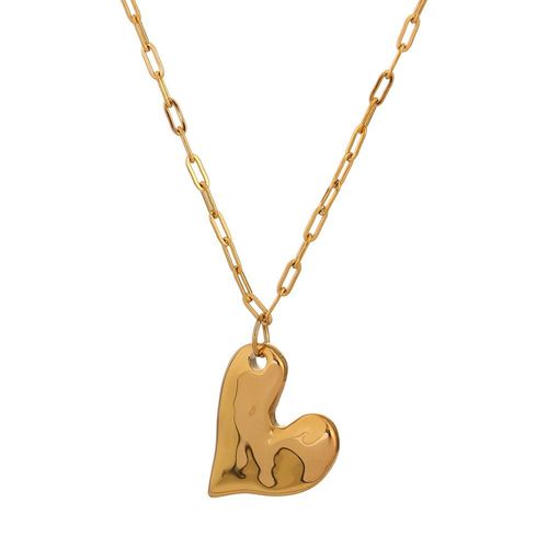 Collier Avec Pendentif C¿Ur Doré, Chaîne En Acier Inoxydable, Étanche, Tendance, Cadeau Pour Femmes