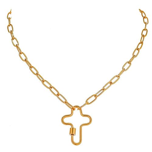 Collier Pendentif Croix En Acier Inoxydable Pour Femmes, Chaîne, Texture Métallique, Cadeau De Gala