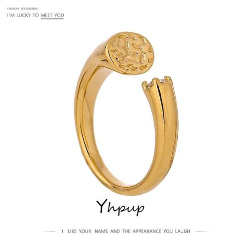 Bague Ouverte Ronde En Métal Doré Pour Femme, Bijou Délicat En Zircone Cubique, Nouveau Design, 2020