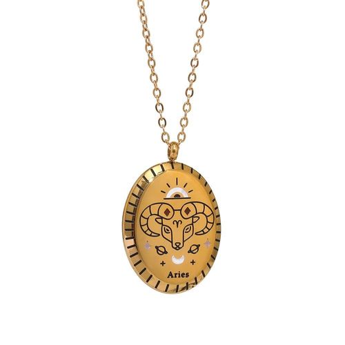 Collier En Acier Inoxydable 316, Pendentif 12 Constellations, Goutte D'eau, Bijoux Dorés, Collier En Métal 18 K, Cadeau