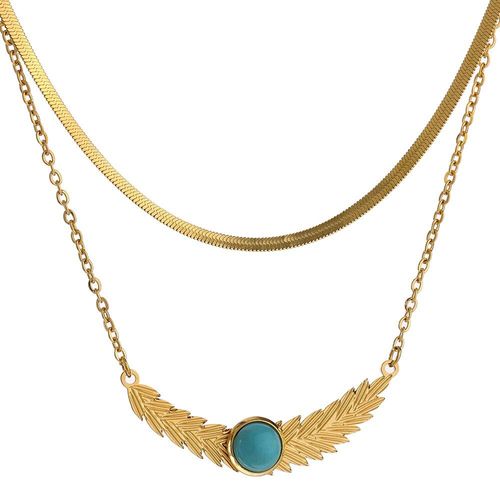 Collier Feuilles De Lune En Acier Inoxydable Pour Femmes, Multicouche, Bijoux À La Mode, Collier En Métal Or 18 K, Cadeau De Gala