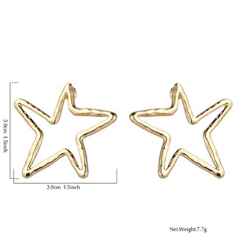 Boucles D'oreilles En Métal Doré Pour Femmes, Bijoux À La Mode, Étoile Charmante, Géométrique, Creux, Pour Déclaration De Fête, Simple, Tendance
