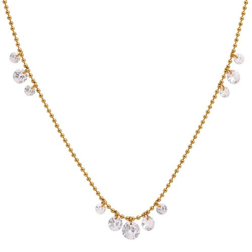 Collier Chaîne En Acier Inoxydable, Bijoux À La Mode, Délicat, En Zircone Cubique, En Métal Plaqué Or 18 K, Cadeau De Fête