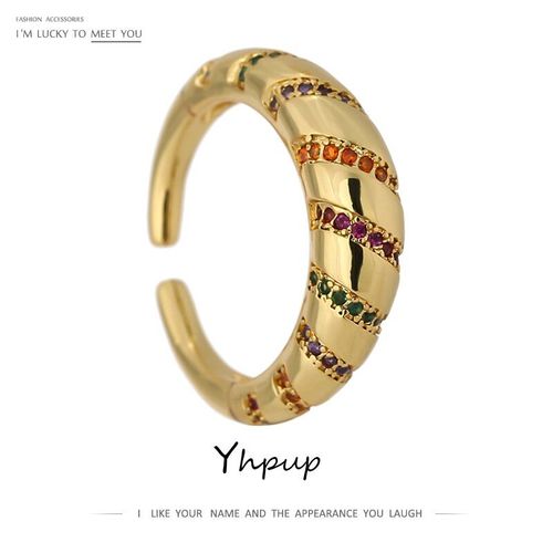 Bague Ouverte Multicolore En Zircone Cubique Pour Femme, Anneau Rond En Métal, Élégant, Cadeau De Fiançailles