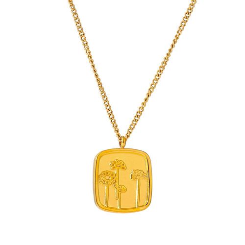 Collier Pendentif Carré En Acier Inoxydable 18 K, Chaîne Simple, Texture Métal Doré, Collier 2021, Cadeau De Bijoux