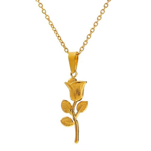 Collier En Métal Avec Pendentif En Forme De Rose, Bijou Étanche En Acier Inoxydable 316, Tendance