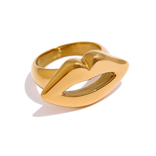 Bague À Lèvres En Acier Inoxydable, Bijou Étanche, Texture Métal Doré, Cadeau