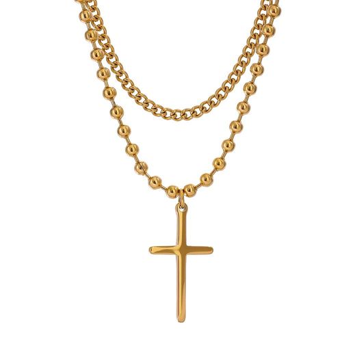 Collier Avec Pendentif En Croix De Jésus Pour Femmes, En Acier Inoxydable, Minimaliste, En Métal Doré, À Plusieurs Couches, Cadeau D'été 2021