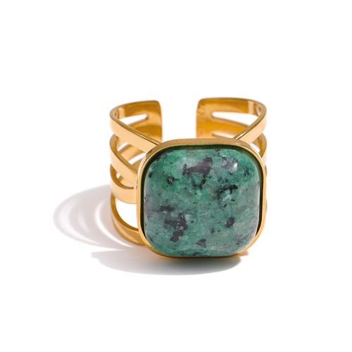 Bague Turquoise Africaine Verte Pour Femmes, Bijoux En Acier Inoxydable, Breloque En Métal, Ouverture, Cadeau, Nouveau