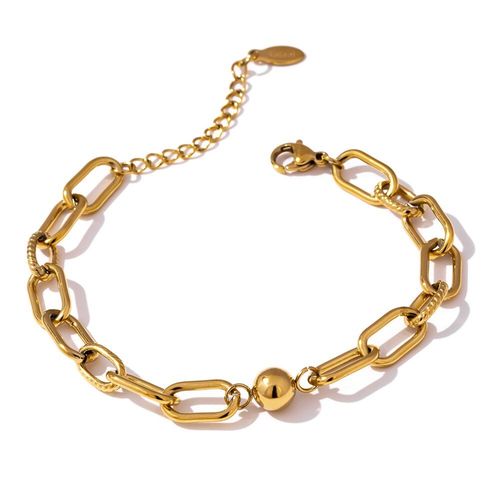 Bracelet Doré En Acier Inoxydable Pour Femmes, Nouveau Bijou, Breloque, Texture Métallique, Géométrique, Accessoires, 14 K