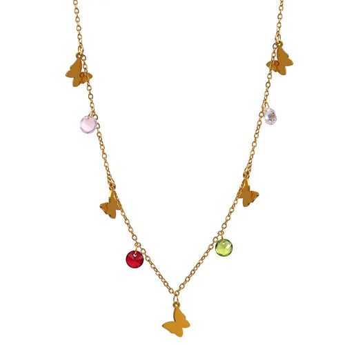 Collier En Acier Inoxydable Avec Papillon Coloré, Chaîne En Zircone Cubique, Collier En Métal De Haute Qualité, Collier Délicat, Cadeau De Fête
