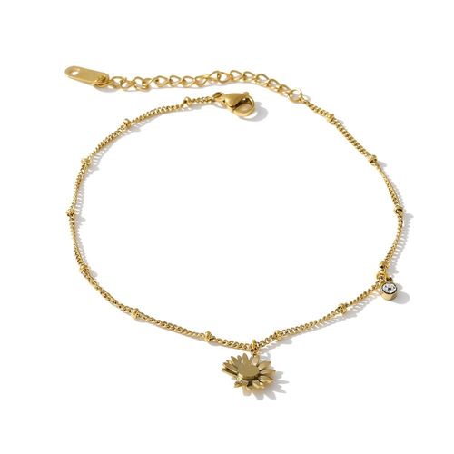 Bracelet Doré En Acier Inoxydable Pour Femmes, Bijoux Tendance, Petites Pâquerettes, Breloque Pieds Nus, Chaîne De Cheville, Cadeaux D'été Pour Filles, 2021