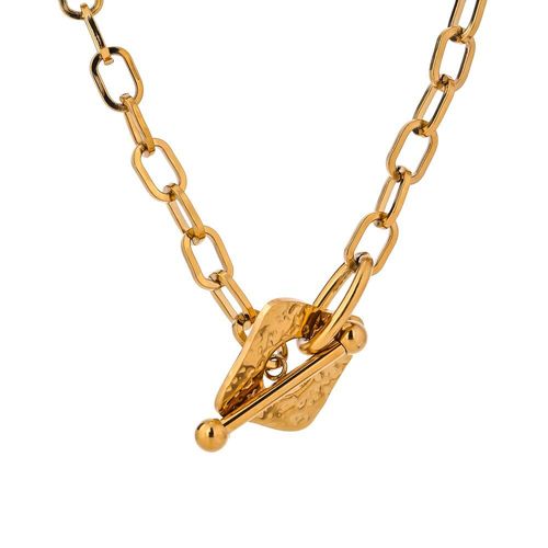 Collier Chaîne À Maillons Carrés Pour Femmes, Nouveau Design, Acier Inoxydable, Métal Doré, Ras Du Cou Élégant, Bijoux D'anniversaire