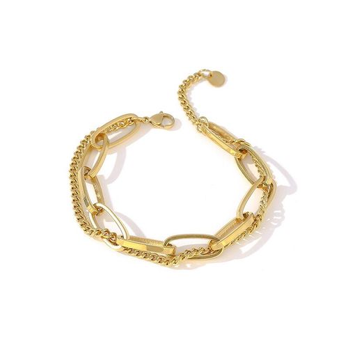 Bracelet En Acier Inoxydable Pour Femmes, Chaîne À Maillons, Mode, Exquis, Doré, Métal, Bijoux, Cadeau De Plage Pour Filles