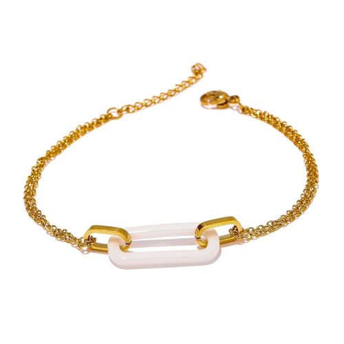 Bracelet En Céramique, Accessoires Géométriques Simples, Acier Inoxydable Or 18 K, Bijoux, Cadeau De Fête Pour Femmes