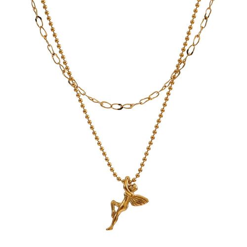 Collier Avec Pendentif Ange En Acier Inoxydable Pour Femme, Bijou Double Épaisseur, Doré, Cadeau De Déclaration
