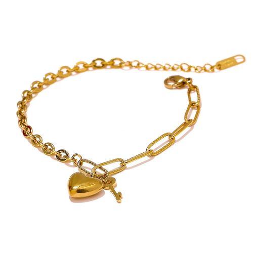 Bracelet Avec Pendentif En Forme De C¿Ur Romantique, En Métal, De Haute Qualité, Couleur Or, Chaîne En Acier Inoxydable