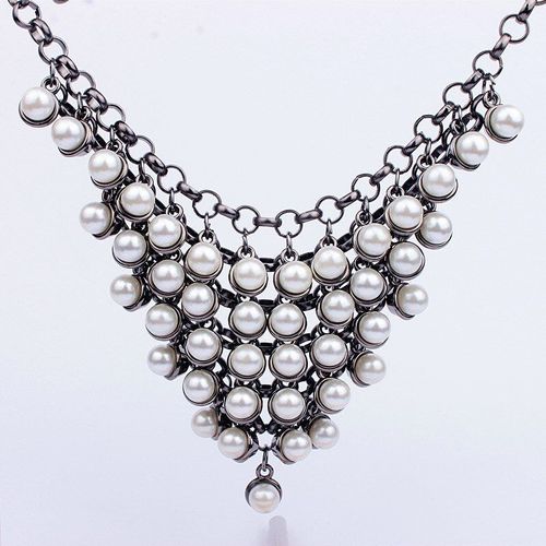 Collier Multicouches De Perles Pour Femmes, Couleur Noire, Chaîne Ras Du Cou, Imitation De Perles, Accessoires De Bijoux, Nouvelle Collection