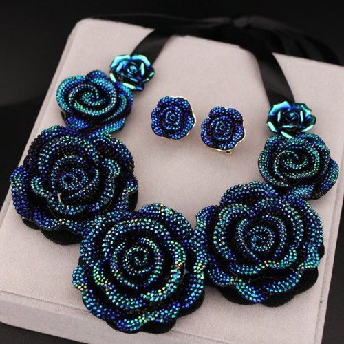 Colliers Et Pendentifs À Fleurs En Résine Bleue Pour Femmes, Épais, De Haute Qualité, X1629