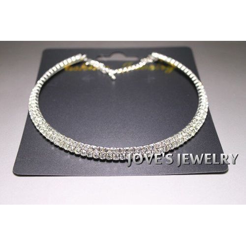 Nouveaux Bijoux De Mariage Et D'anniversaire À La Mode, Collier Ras Du Cou Bavoir En Cristal Plaqué Argent Et Strass Pour Femmes P0