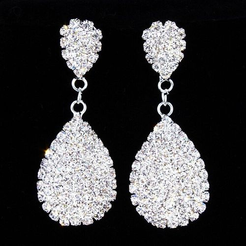 Boucles D'oreilles Pendantes En Strass Transparent Pour Femme, Bijou Classique Et Élégant, Long, Plaqué Argent, Idéal Pour Une Fête De Mariage