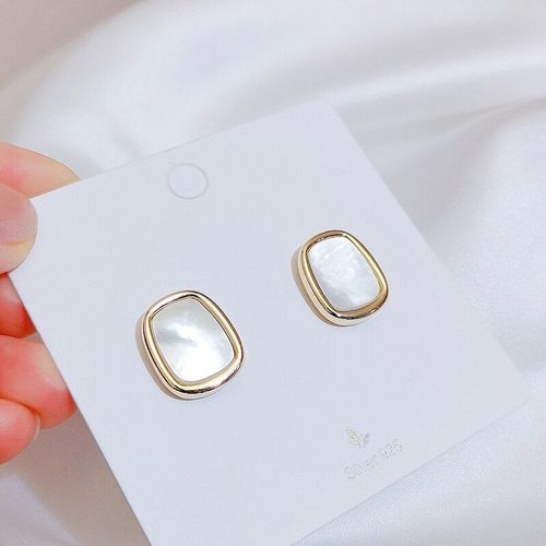 Boucles D'oreilles En Coquillage Blanc Naturel Pour Femmes, Élégantes, Géométriques, Carrées, À La Mode, En Tranches, Bijoux, Cadeaux