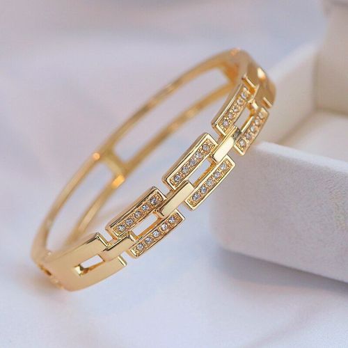 Bracelet Classique Avec Strass Pour Femmes, Couleur Or Rose, Élégant, Manchette En Cristal, Bijoux Cadeaux, Nouvelle Collection