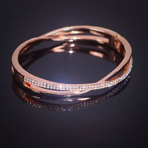 Bracelet En Métal De Couleur Or Rose Pour Femmes, Bijoux De Luxe Brillants En Strass Cristal, Breloque, Cadeaux À La Main