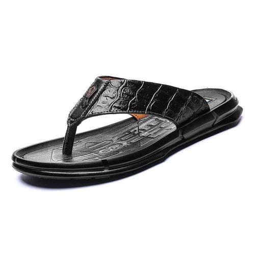 Tongs D'été En Cuir Véritable Pour Hommes,Pantoufles,Sandales De Plage,Chaussures Décontractées,Chaussures De Marche,Nouvelle Mode
