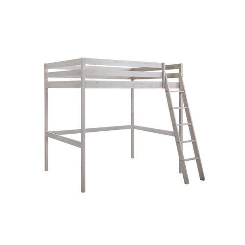 Lit Mezzanine Gedeon Ii - 140 X 190 Cm - Pin Massif - Blanchi