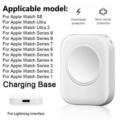 Câble De Charge Portable Pour Apple Watch,Chargeurs Smartwatch,Apple Watch Se Ultra,Iwatch Series 9,8,7,6,5,4,3,2,1 - Type Lightning Port-White