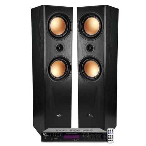 Home-Cinéma - Evidence Acoustics EA-800-PG - 1000W PMPO - Colonnes Hifi 3 voies Finition cuivre, Amplificateur USB SD Radio FM