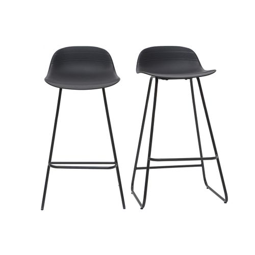 Tabourets De Bar Design Noirs H71 Cm (Lot De 2) Ella