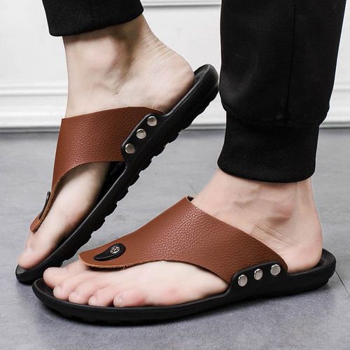 Tongs De Plage Confortables Pour Hommes,Sandales Plates Classiques,Claquettes Ouvertes Avec Sangle En T