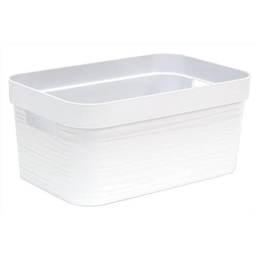 EDA PLASTIQUE Boîte de rangement - 6 L - Décor Stone - Dimensions : 29,2 x 18,8 x 13,2 cm - Blanc Cérusé