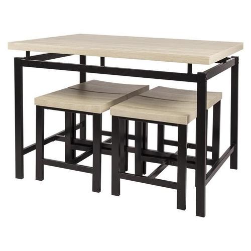 Venus Set Table 4 Tabourets - Imitation Bois - L 110 X P 70 X H 75 Cm