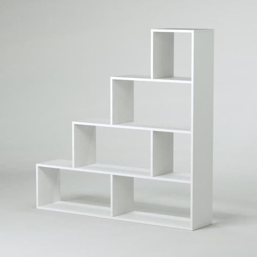 Bibliothèque Escalier 6 Niches 145x29x145 Cm Blanc