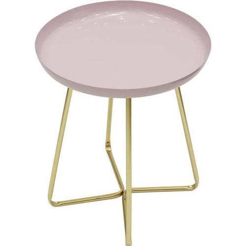 Table D'appoint Ronde 40 Cm En Métal Avec Plateau Glossy Rose