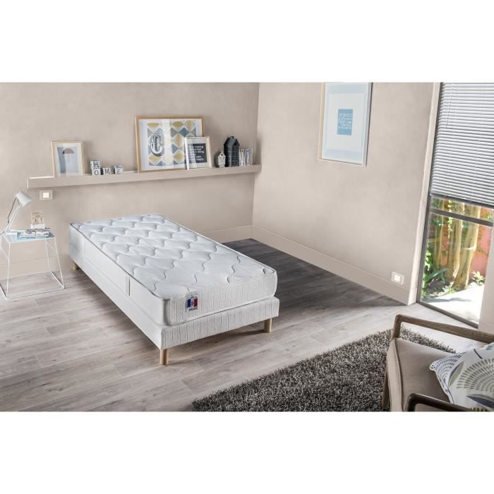 Confort Design Sommier 90x200 Cm - Tapissier - 12 Lattes Fixes - 1 Sommier Monobloc - 1 Personne