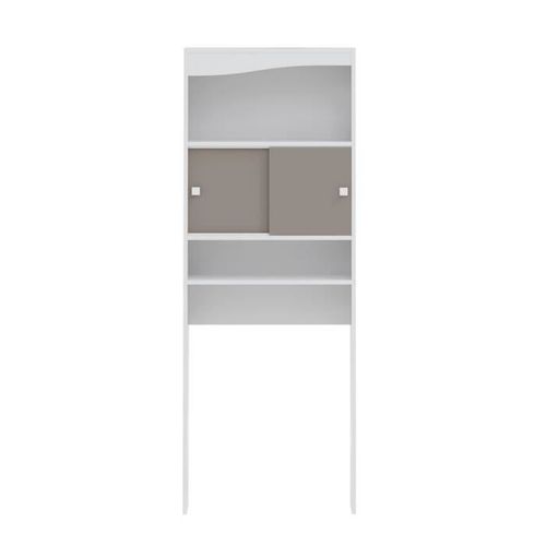Meuble Wc Wave Blanc Et Taupe 64 X 177 - Symbiosis