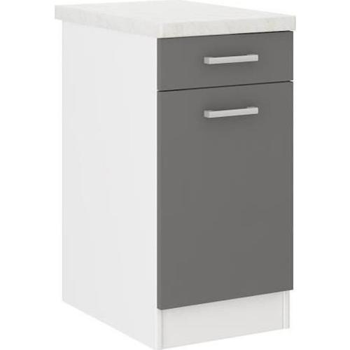 Ultra Meuble Bas De Cuisine L 40 Cm Avec Plan De Travail Inclus - Gris